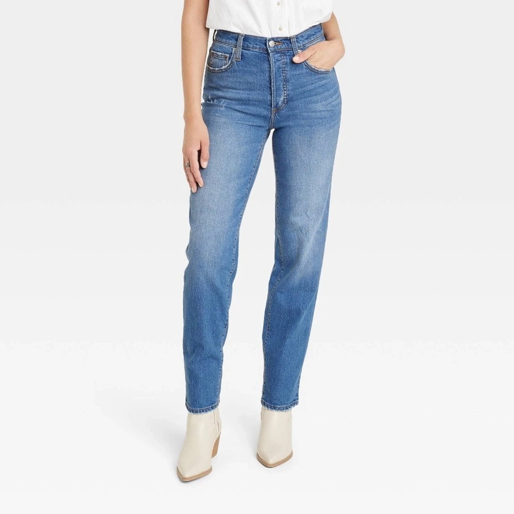 Universal Thread Medium Wash High Rise 90s Straight Denim Jeans Size 00 NWT‎